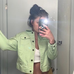 green button up jacket!